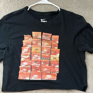 Black Nike custom cropped t-shirt in size large